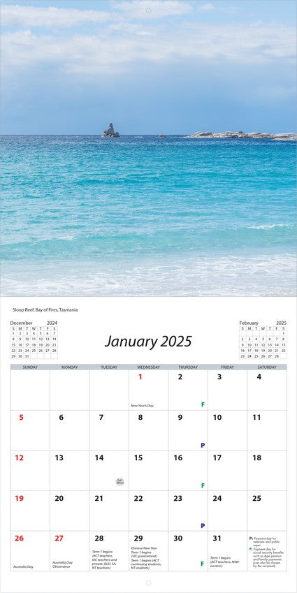2025 Australian Seascapes Square Wall Calendar