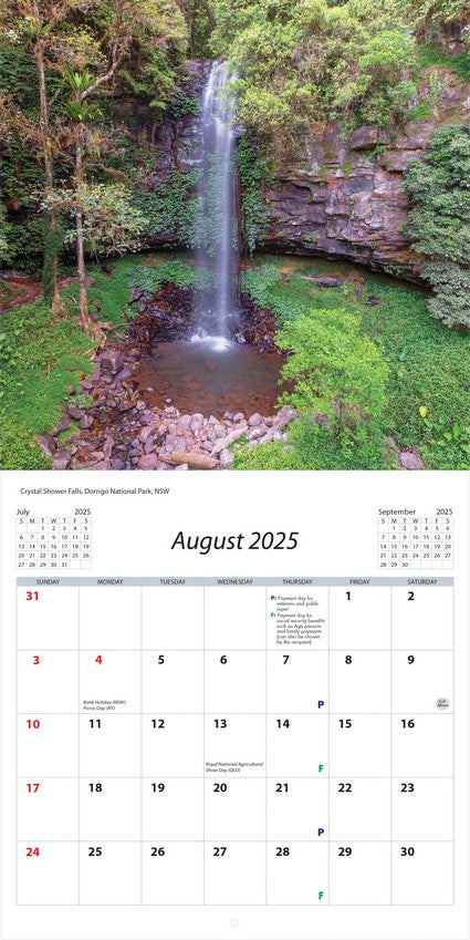 2025 Waterfalls of Australia Square Wall Calendar