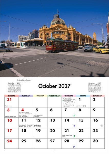 2027 Melbourne Wall Calendar