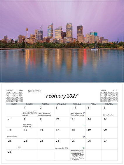 2027 Sydney Harbour Desktop Calendar