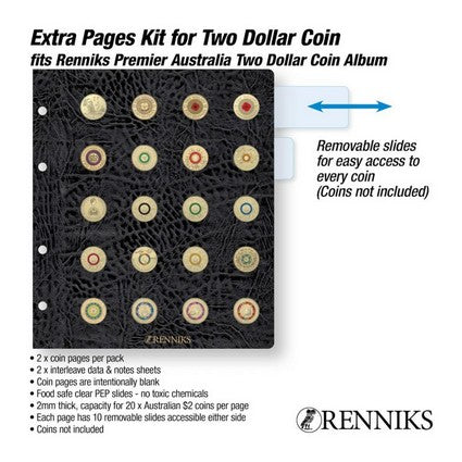 Renniks Premier Australia Refills Two Dollar Coin Album EXTRA PAGES