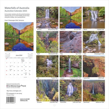 2025 Waterfalls of Australia Square Wall Calendar
