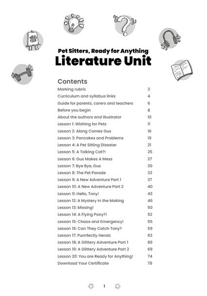Pet Sitters, Ready for Anything Literature Unit