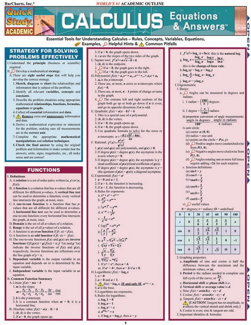 Calculus Equations & Answers