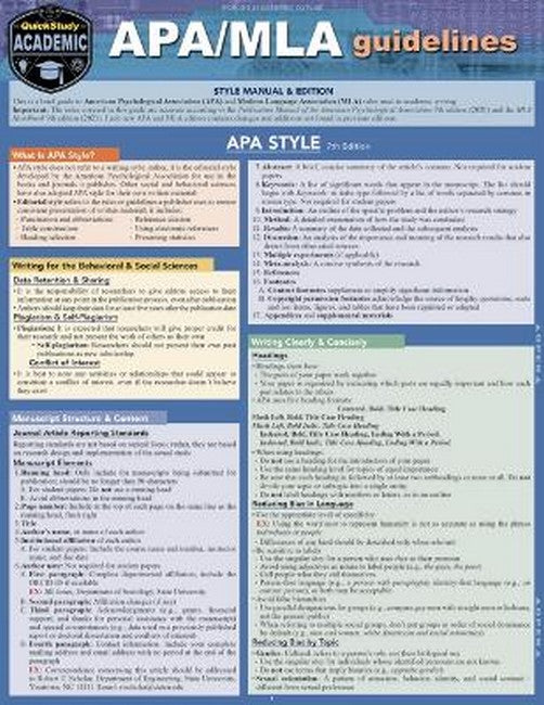 Apa/MLA Guidelines - 7th/9th Editions Style Reference for Writing 4/e