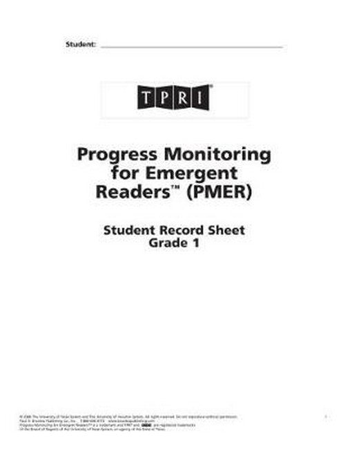 PMER Student Record Sheets