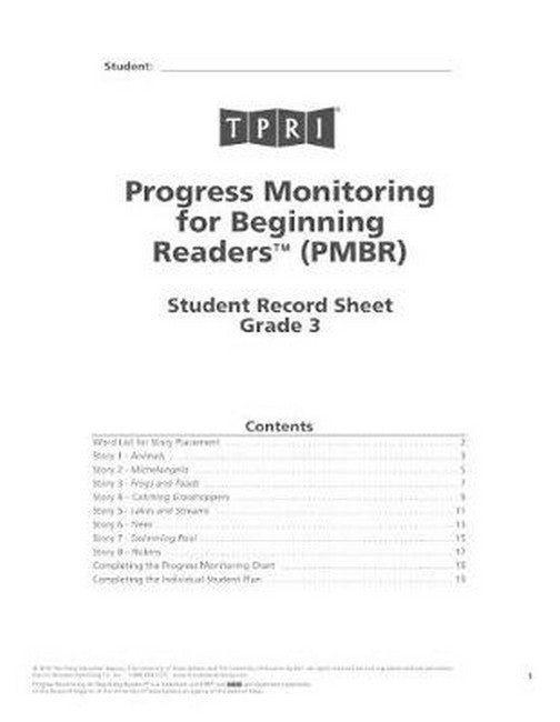 PMBR Student Record Sheets