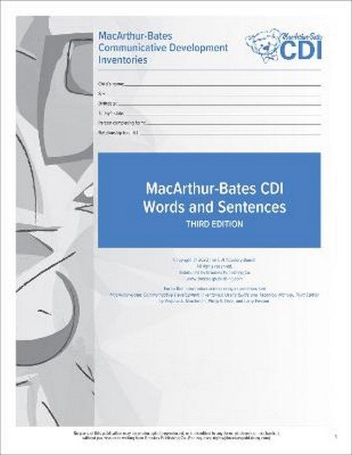 MacArthur-Bates Communicative Development Inventories (CDI) Words and Sentences Forms 3/e