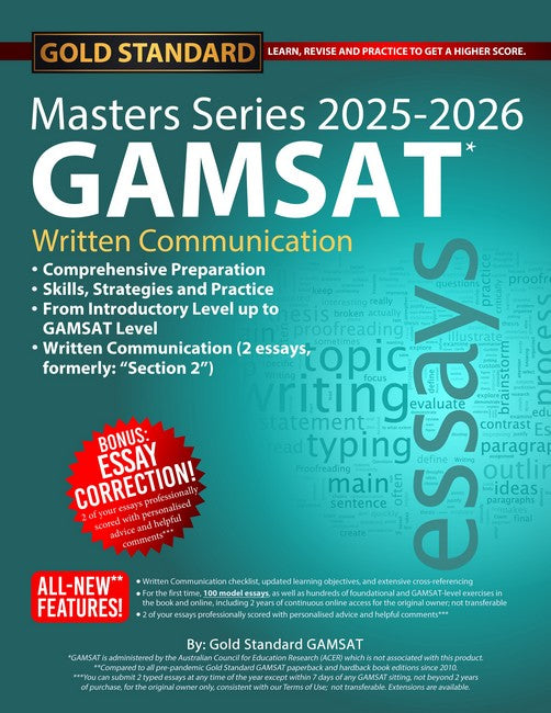 2025-2026 Masters Series GAMSAT Section 2 Preparation by Gold Standard GAMSAT